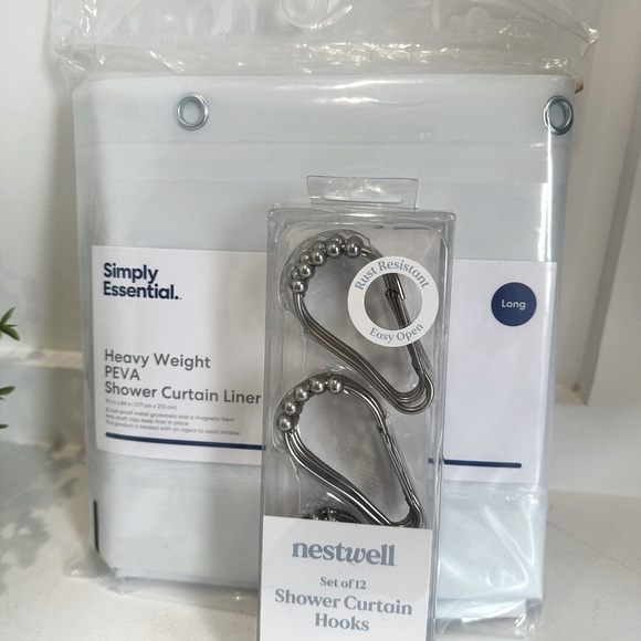 Simply Essential Long Shower Curtain Liner with Hooks Bin‎ D - Picture 1 of 5